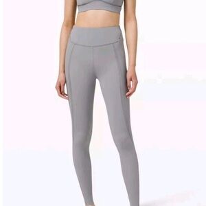 lululemon gloss run super-high rise tight- size 10 rhino grey